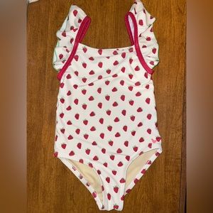 Pink chicken boutique designer bathing suit swimsuit toddler katniss strawberry